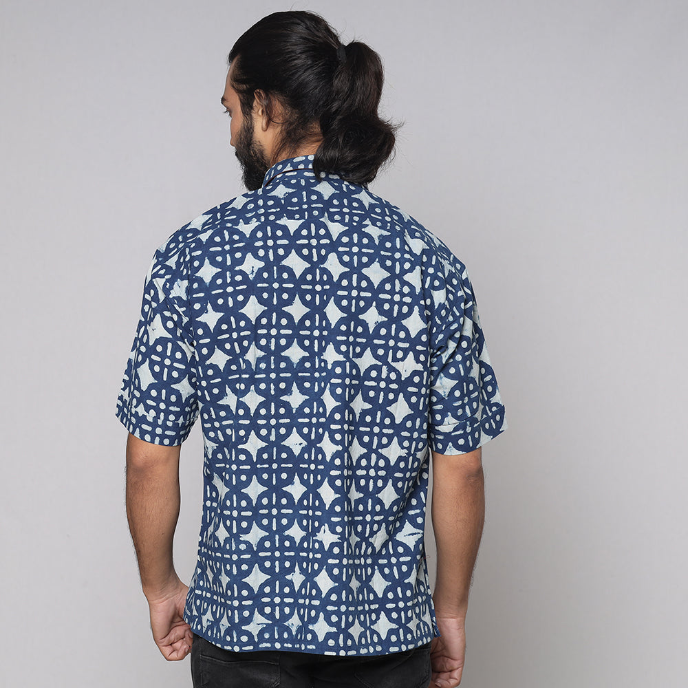 Buy Bindaas Block Printed Natural Dyed Cotton Men Half Sleeve Shirt Online at iTokri.com