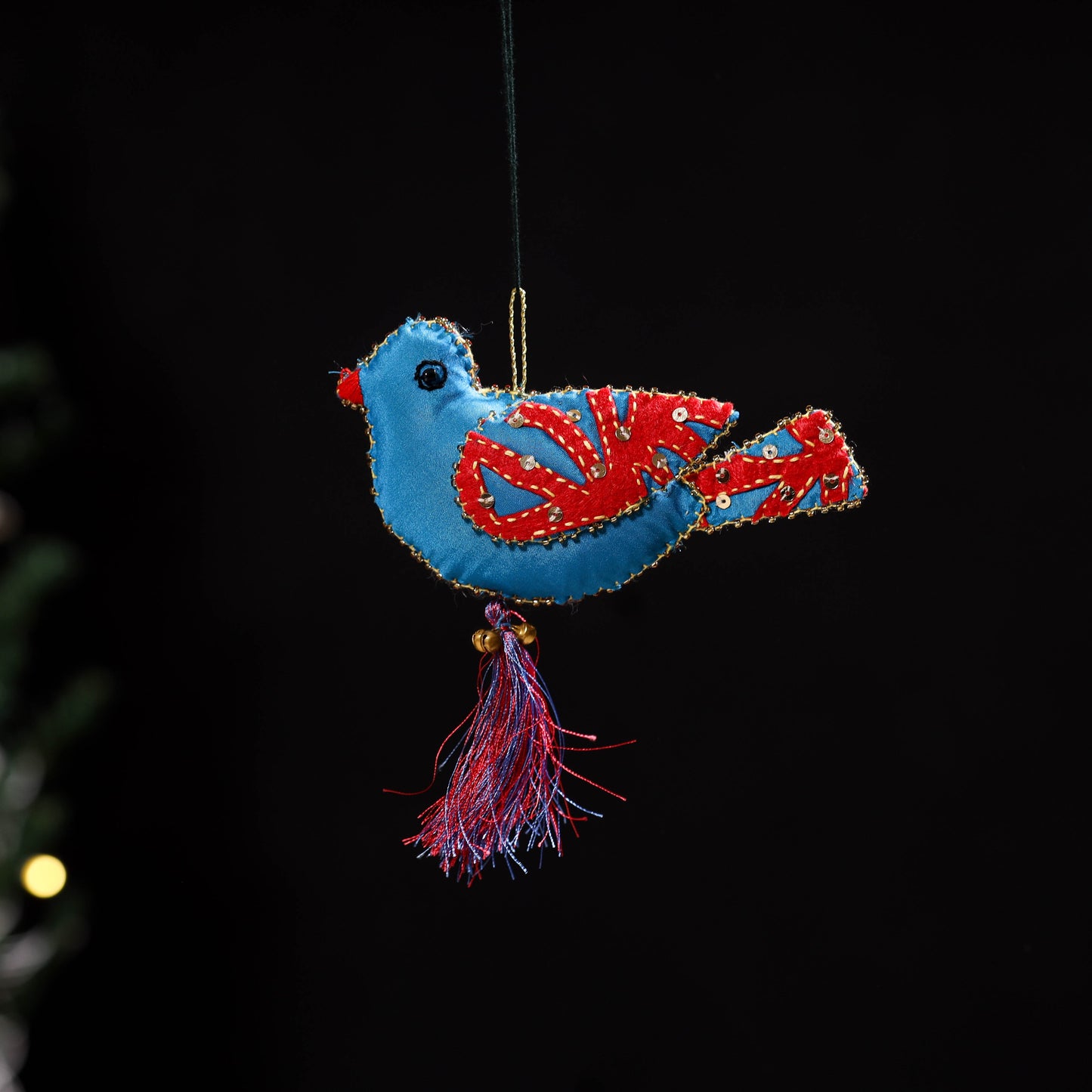 Blue - bird - hand embroidered felt christmas decor
