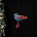 Blue - bird - hand embroidered felt christmas decor