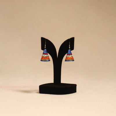 Bishnupur handpainted cone shape terracotta jhumka earrings