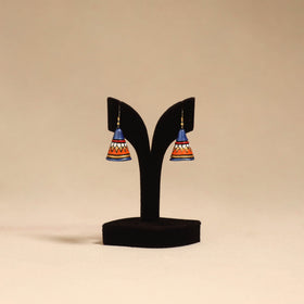 Bishnupur handpainted cone shape terracotta jhumka earrings
