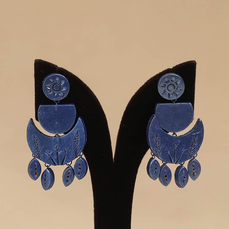 Bishnupur handpainted terracotta earrings 136 - handcrafted