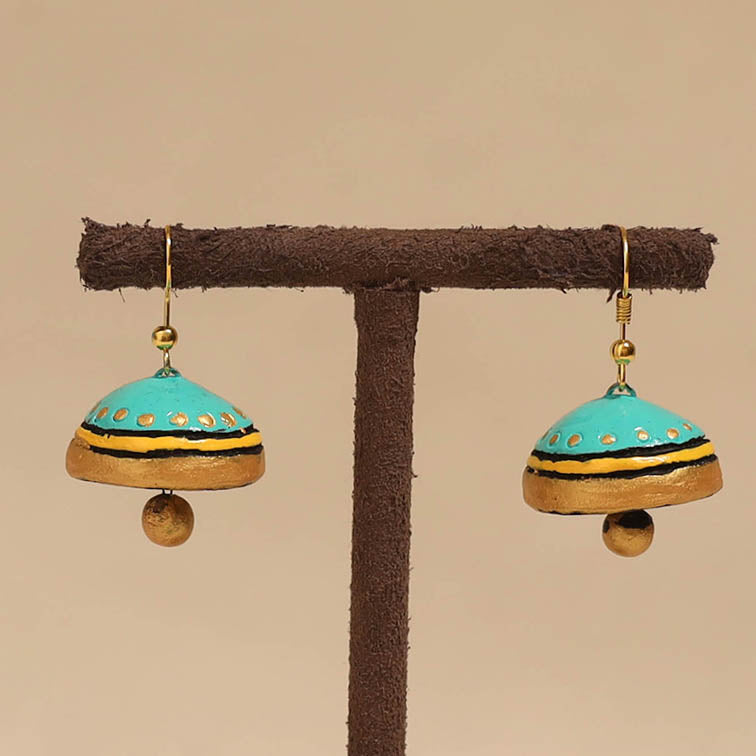 Bishnupur handpainted terracotta jhumki earrings 159