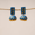 Blue Bishnupur Handpainted Terracotta Jhumki Earrings