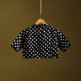 Blue - black - modal silk stitched tie-dye bandhani blouse