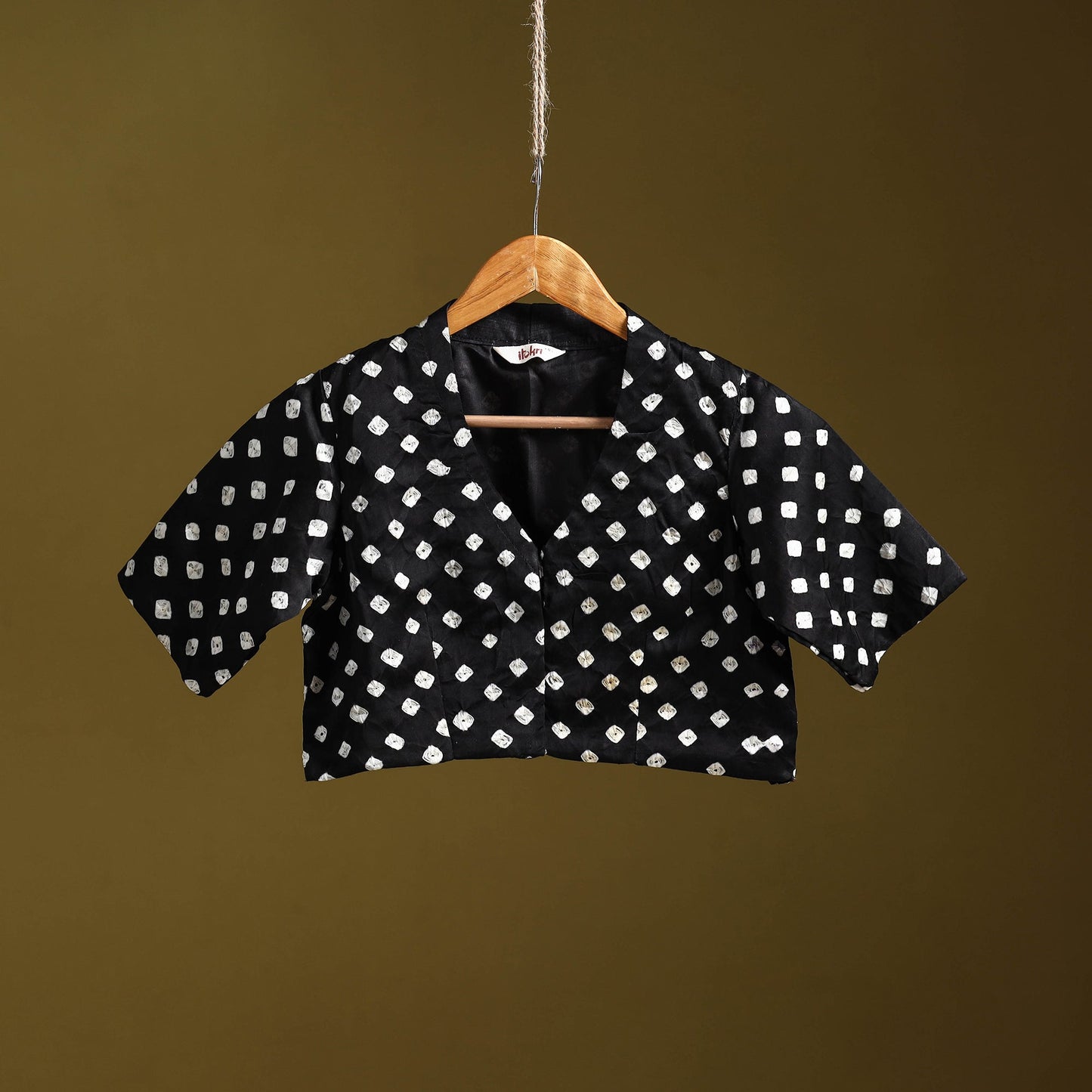 Blue - black - modal silk stitched tie-dye bandhani blouse