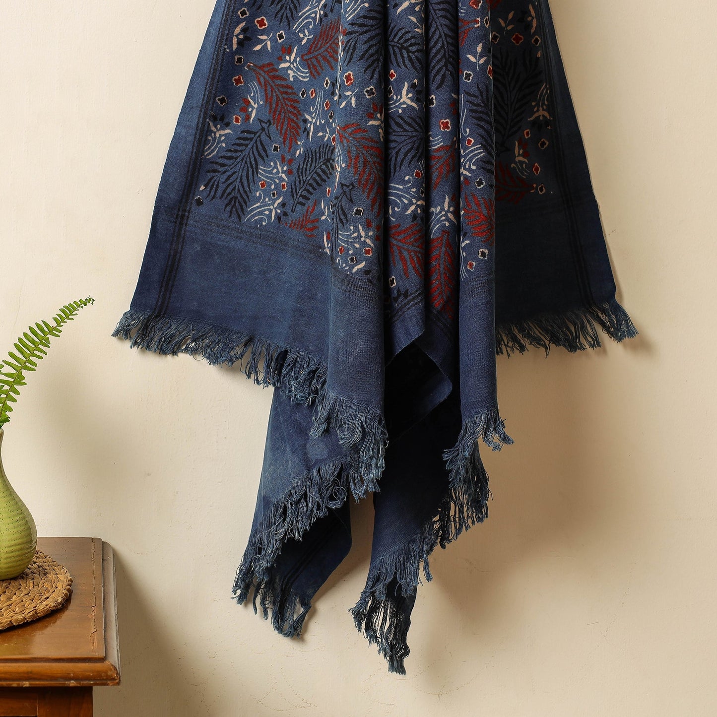 Blue Block Print Cotton Ajrakh Handloom Towel
