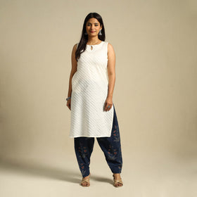 Blue Block Print Cotton Ajrakh Salwar