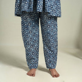  Blue Block Print Cotton Bagru Night Suit Set