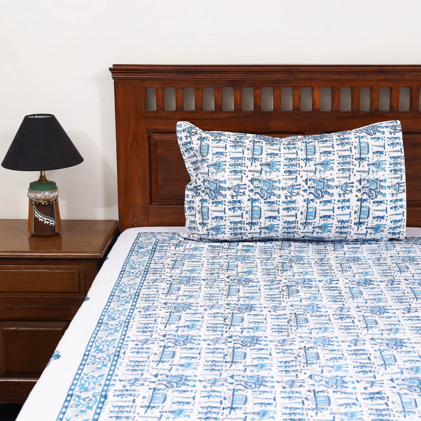 Cotton double sanganeri bed sheet set (108 x 90 in) 06