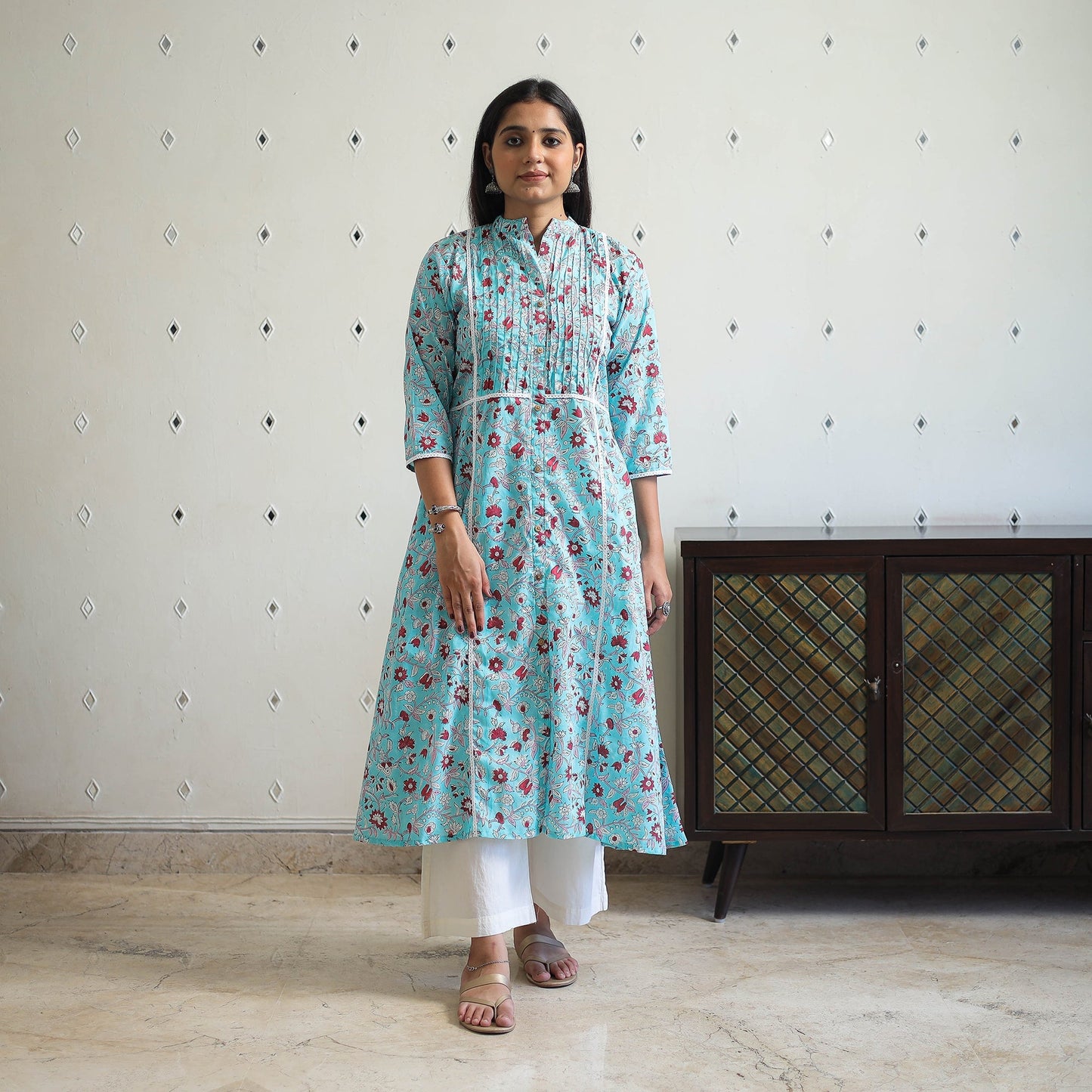 Buy Blue Sanganeri Print Kurta for Women Online
