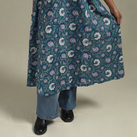 Blue - cotton a-line sanganeri kurta 11 - handcrafted