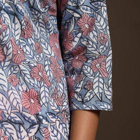 Blue - cotton a-line sanganeri kurta 12 - handcrafted