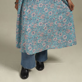 Blue - cotton a-line sanganeri kurta 12 - handcrafted