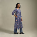 Blue - cotton a-line sanganeri kurta 27 - handcrafted