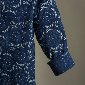 Blue Block Print Cotton Men Full Sleeve Indigo Bagru Shirt