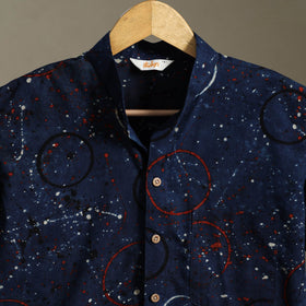 Blue - cotton men half sleeve shirt 01 - handcrafted