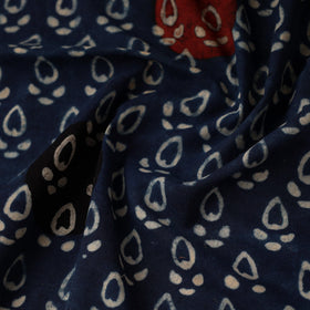 Blue Block Print Cotton Natural Dyed Ajrakh Fabric