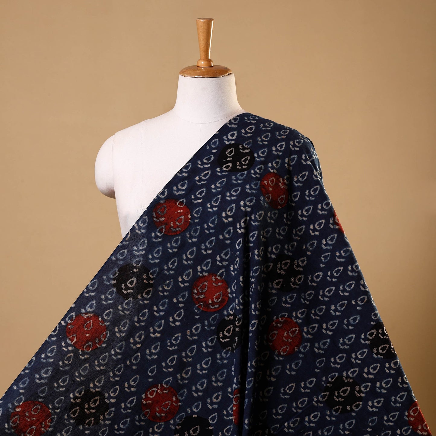 Blue Block Print Cotton Natural Dyed Ajrakh Fabric