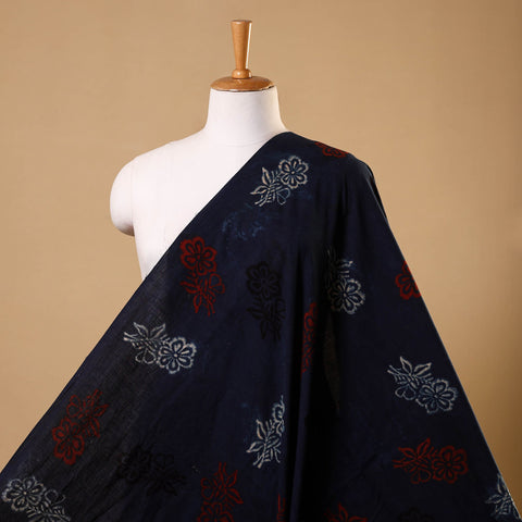 Blue Block Print Cotton Natural Dyed Ajrakh Fabric