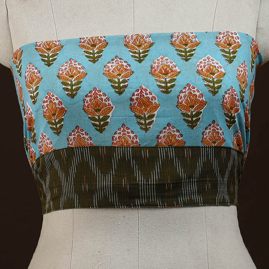 Block print cotton sanganeri blouse piece 21 - handcrafted