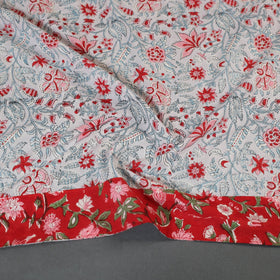 Blue Block Print Cotton Sanganeri Blouse Piece