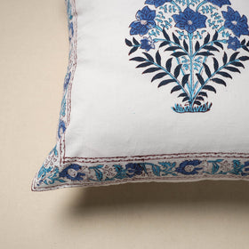 Cotton sanganeri cushion cover (16 x 16 in) 04 - handcrafted
