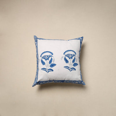Cotton sanganeri cushion cover (16 x 16 in) 40 - handcrafted