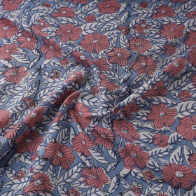 Blue Block Print Cotton Sanganeri Fabric