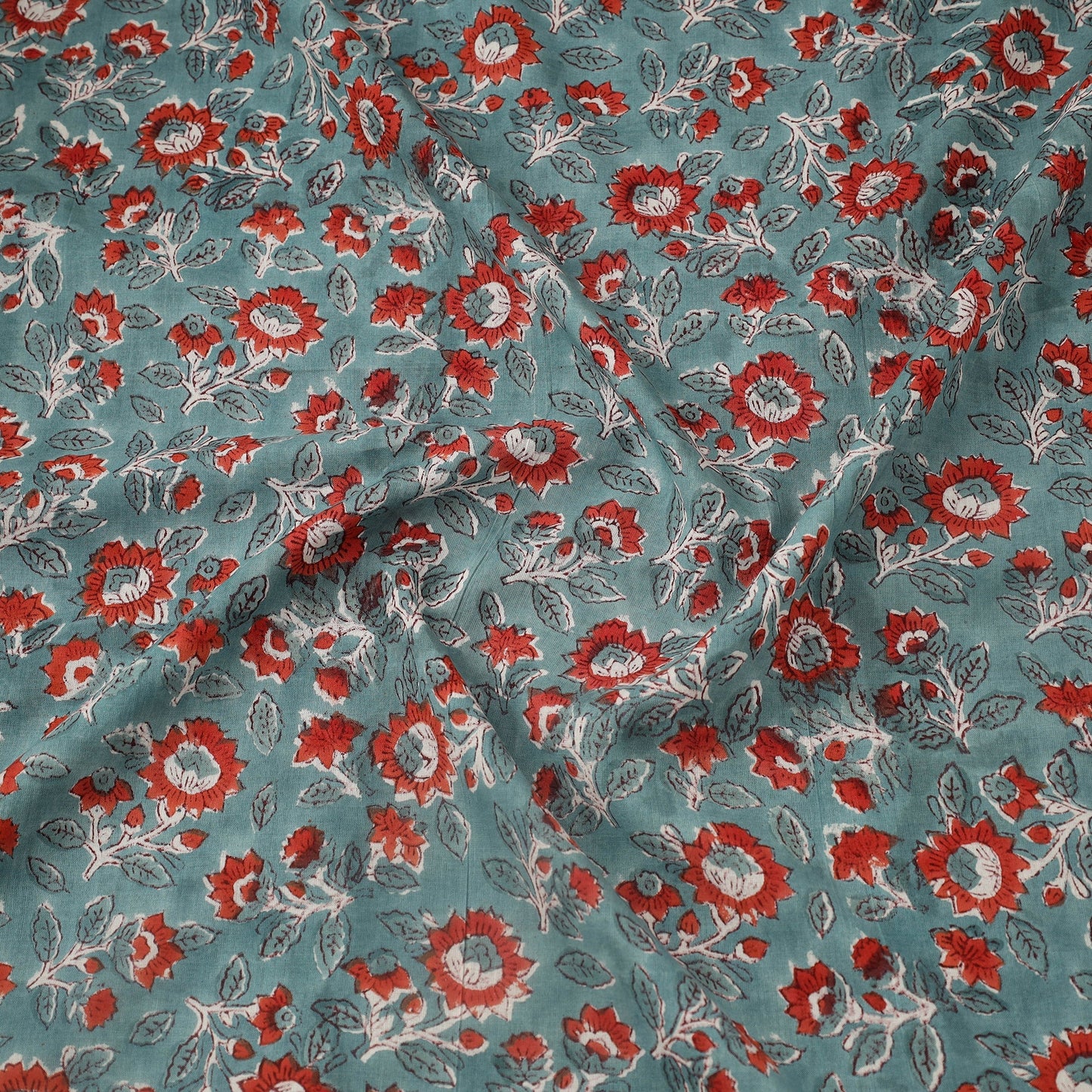  Block Print Cotton Blue Sanganeri Fabric