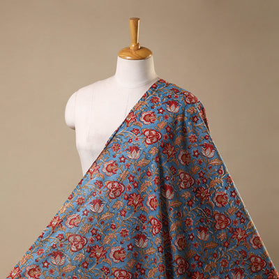 Blue - cotton sanganeri fabric 04 - handcrafted