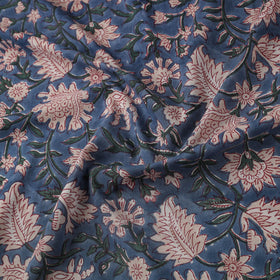 Blue Block Print Cotton Sanganeri Fabric