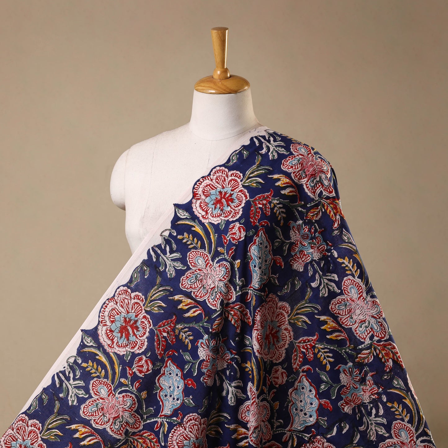 Blue - cotton sanganeri fabric 08 - handcrafted