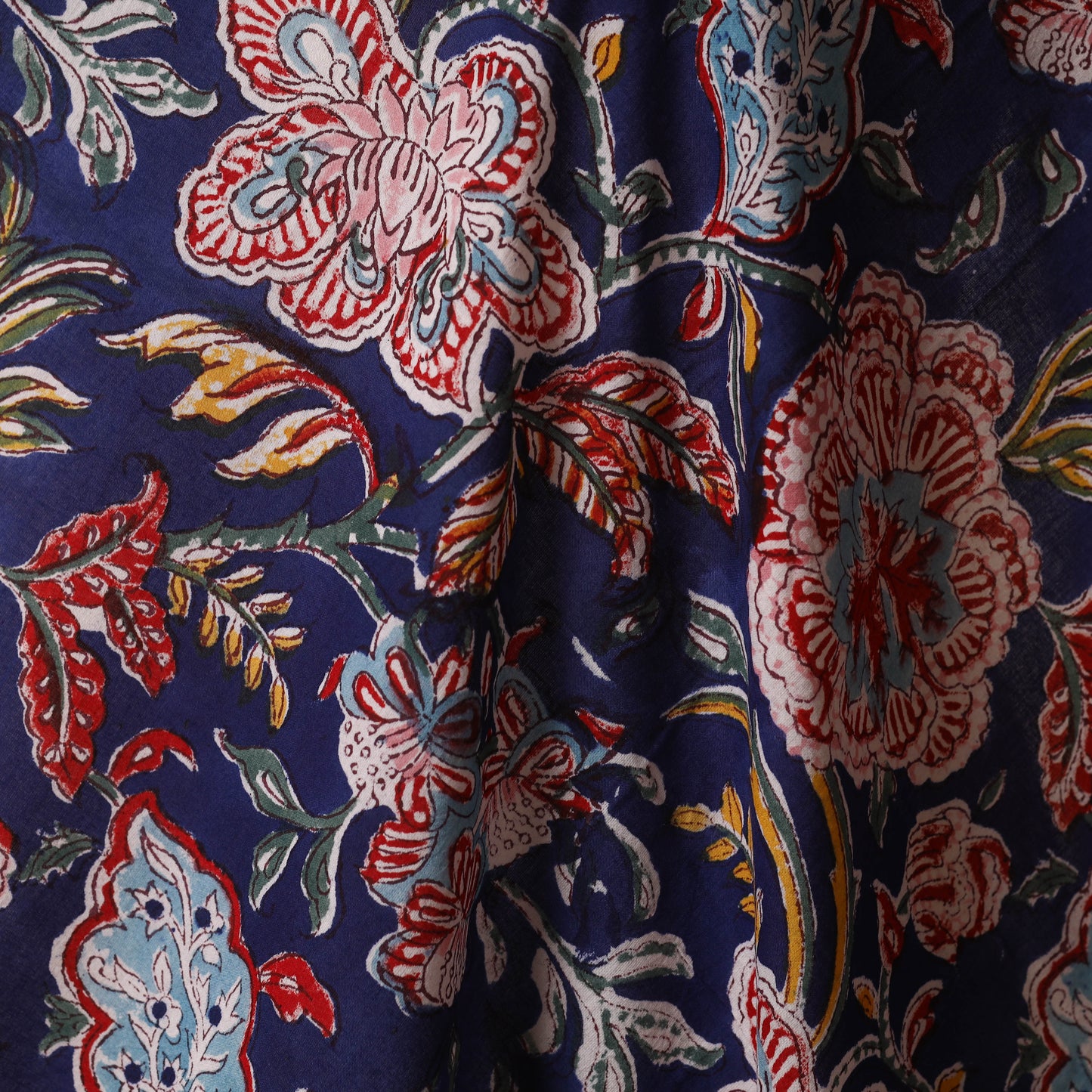 Blue - cotton sanganeri fabric 08 - handcrafted