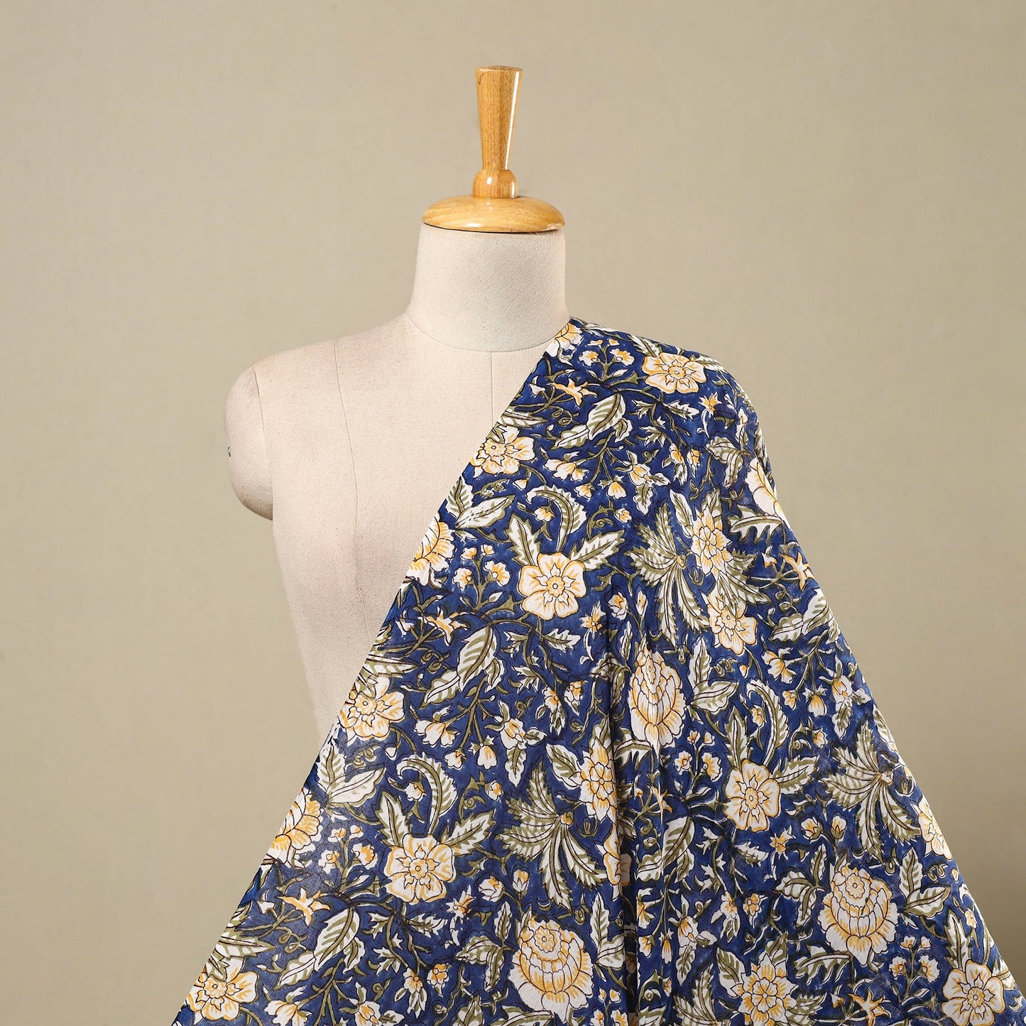 Blue - cotton sanganeri fabric 09 - handcrafted