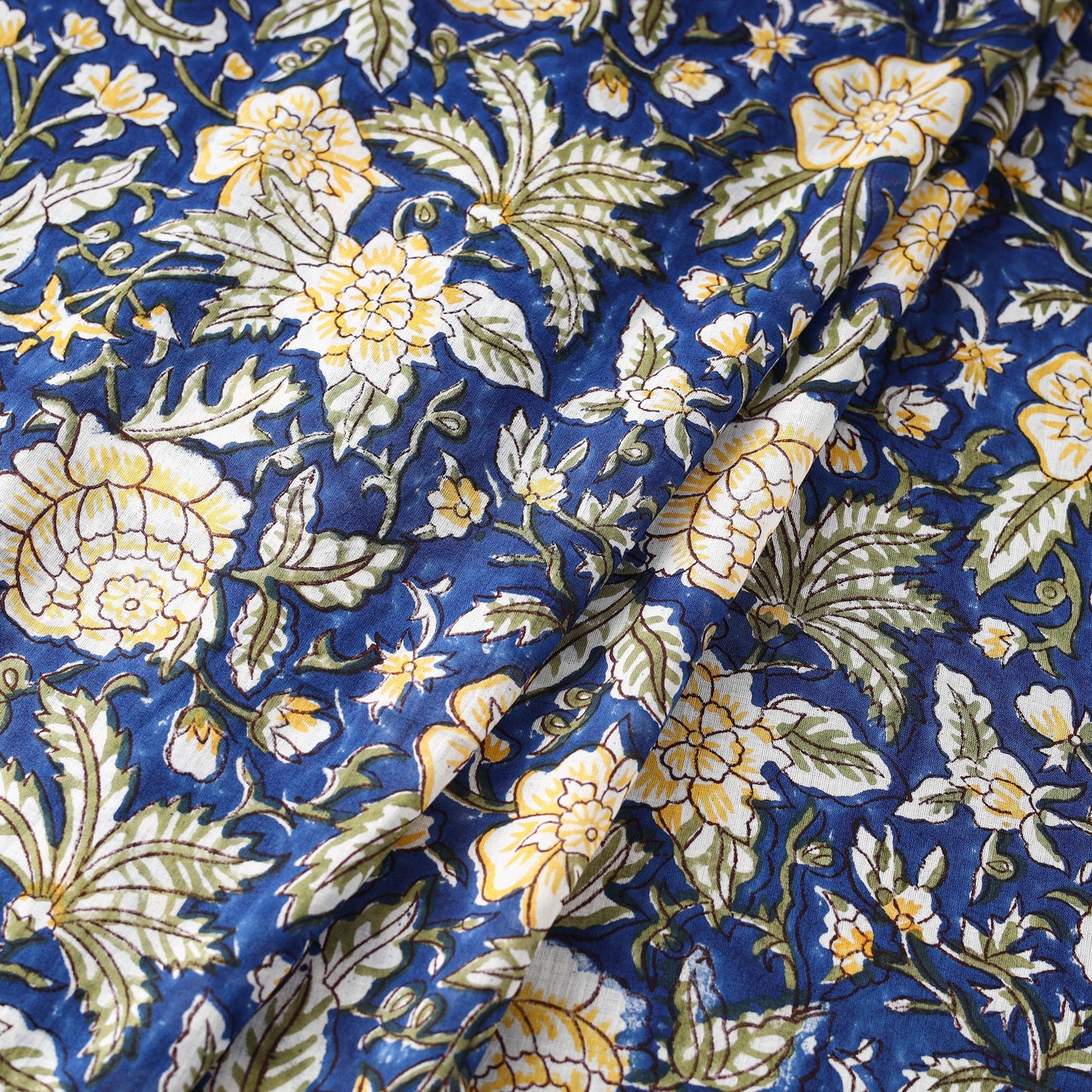 Blue - cotton sanganeri fabric 09 - handcrafted