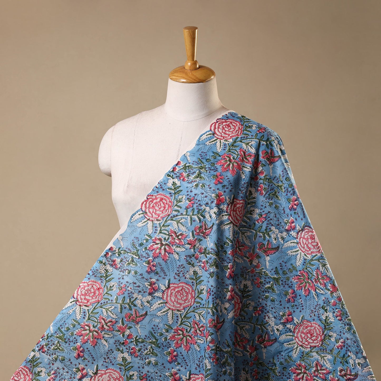 Blue - cotton sanganeri fabric 15 - handcrafted