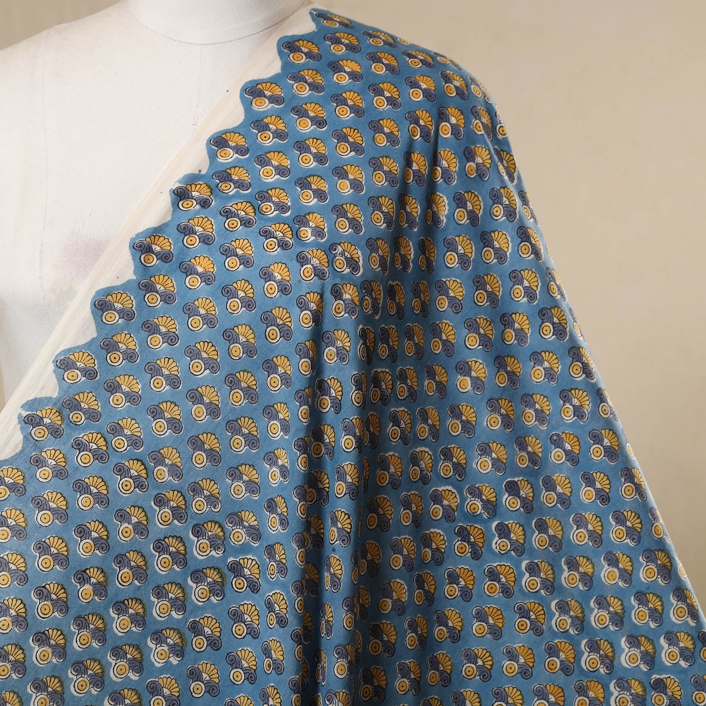 Blue - cotton sanganeri fabric 17 - handcrafted