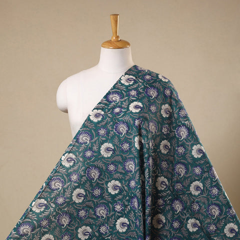 Blue Block Print Cotton Sanganeri Fabric
