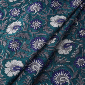 Blue Block Print Cotton Sanganeri Fabric