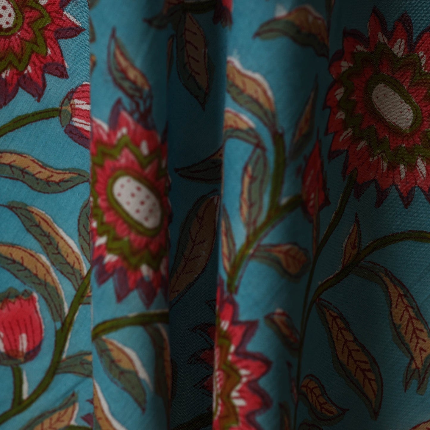 Blue - cotton sanganeri fabric 35 - handcrafted