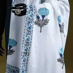 Cotton sanganeri floral dupatta 49 - handcrafted