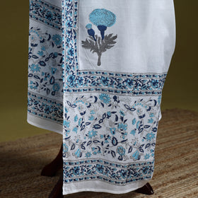 Cotton sanganeri floral dupatta 49 - handcrafted