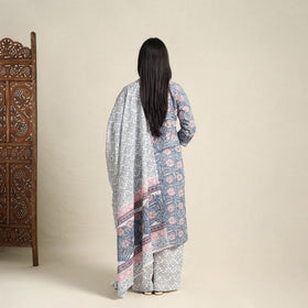 Buy Blue Block Print Cotton Sanganeri Kurta Set