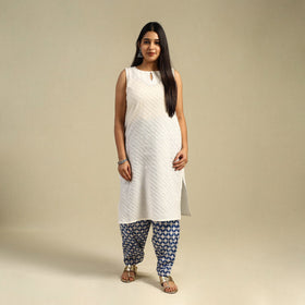 Blue Block Print Cotton Sanganeri Salwar