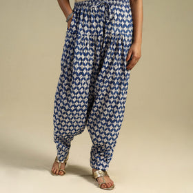 Blue Block Print Cotton Sanganeri Salwar