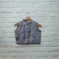 Buy Blue Block Print Cotton Sanganeri Stitched Blouse