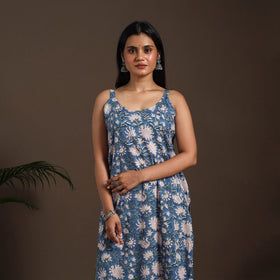 Blue - cotton straight sanganeri kurta 15 - handcrafted