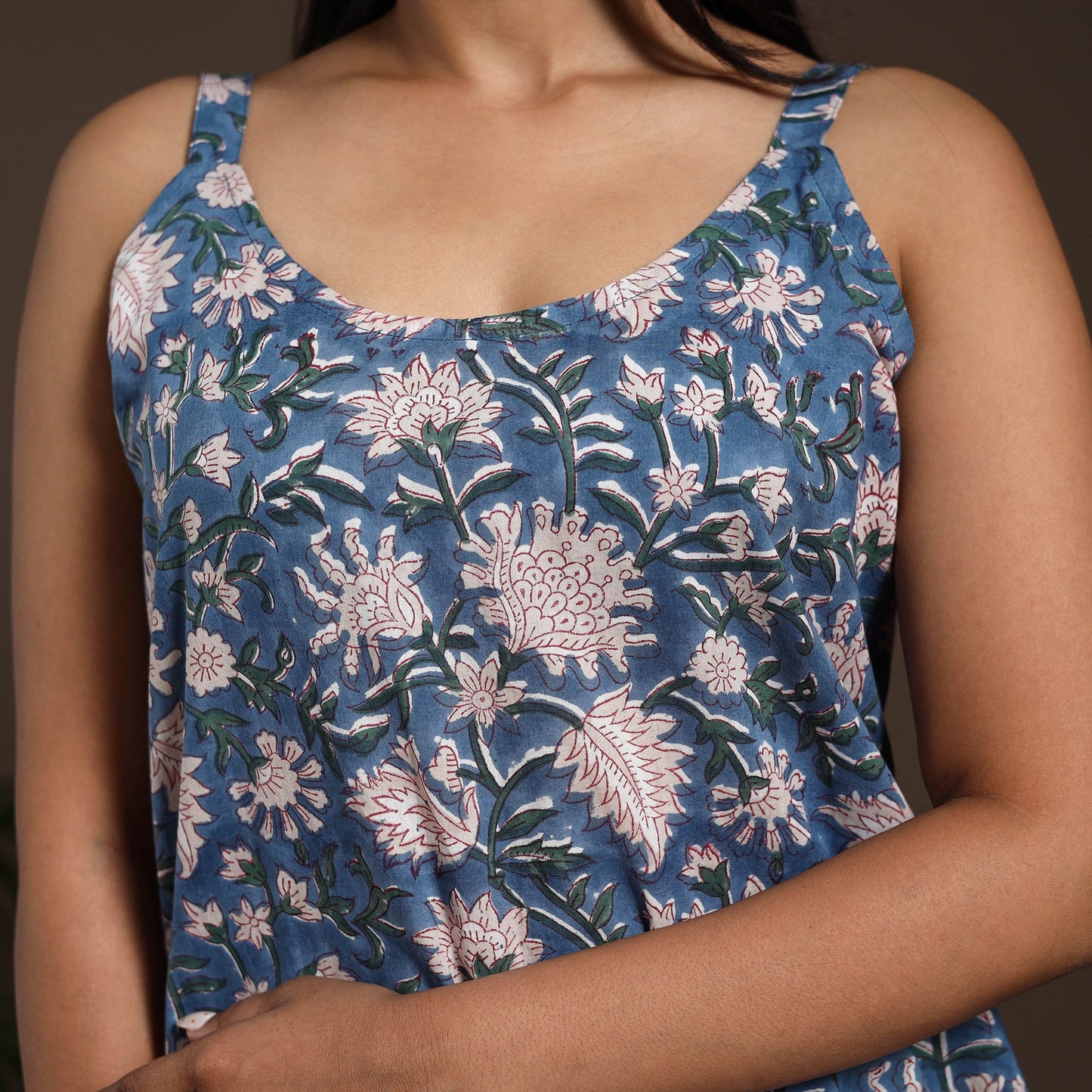 Blue - cotton straight sanganeri kurta 15 - handcrafted