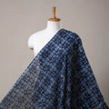 Blue Block Print Handloom Chanderi Silk Pipad Fabric